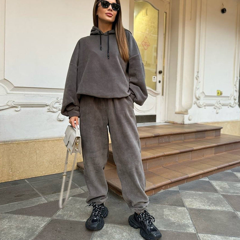 Damen Bequemes Fleece-Hoodie und Jogginghose Set Echo Archiv