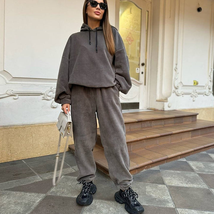 Damen Bequemes Fleece-Hoodie und Jogginghose Set Echo Archiv
