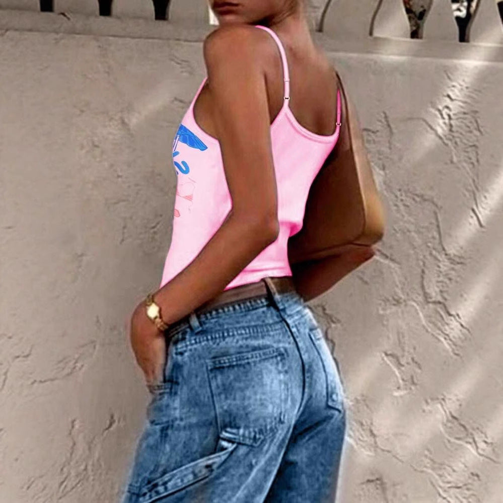 Damen Tanktop mit kreativem Sommermotiv und lässigem Schnitt Echo Archiv