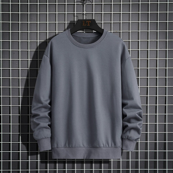 Herren Schlichtes Oversize Rundhals‑Sweatshirt aus schwerer Baumwollmischung mit gerippten Bündchen Echoarchiv
