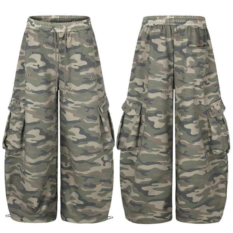 Damen Weite Cargohose im Camouflage-Design mit elastischem Bund und großen Taschen Echoarchiv