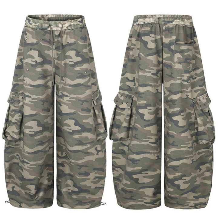 Damen Weite Cargohose im Camouflage-Design mit elastischem Bund und großen Taschen Echoarchiv