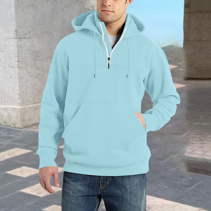 Herren modischer Kapuzenpullover mit halbem Reißverschluss und praktischen Kängurutaschen Echoarchiv