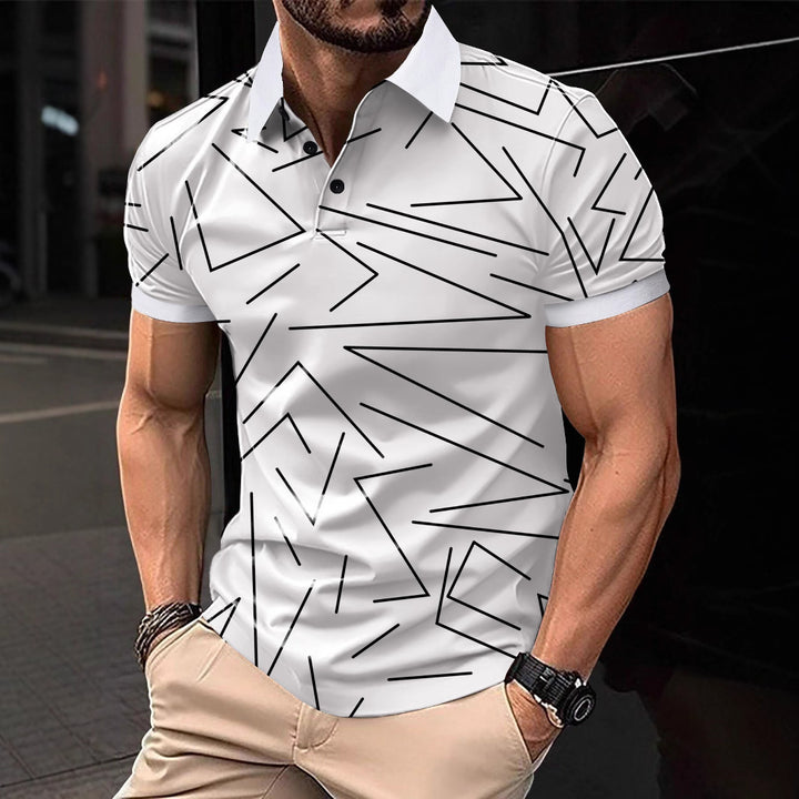Herren Poloshirt mit modernem geometrischem Muster und atmungsaktiven Eigenschaften Echoarchiv