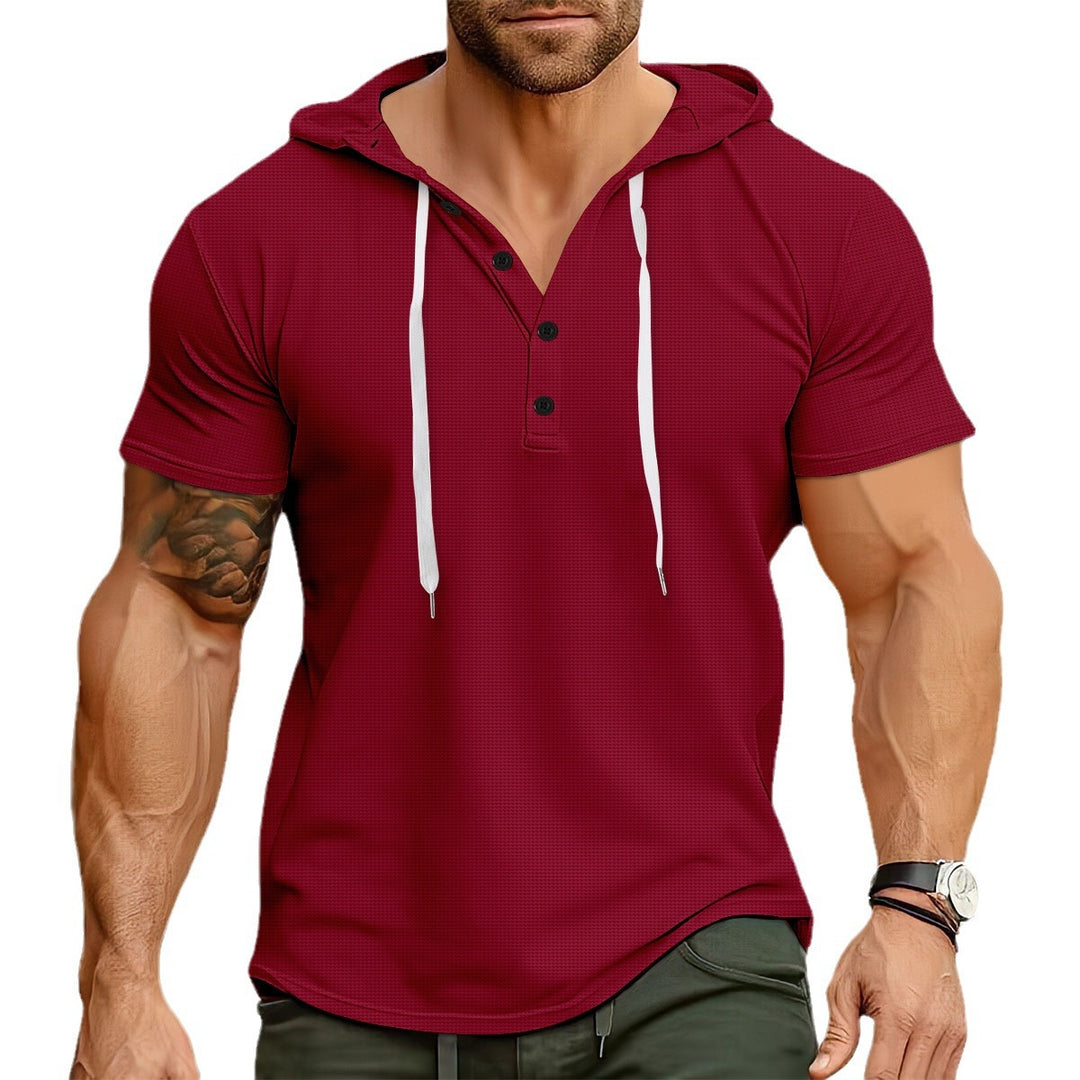 Herren Freizeit Kurzarm Hoodie Shirt Echoarchiv