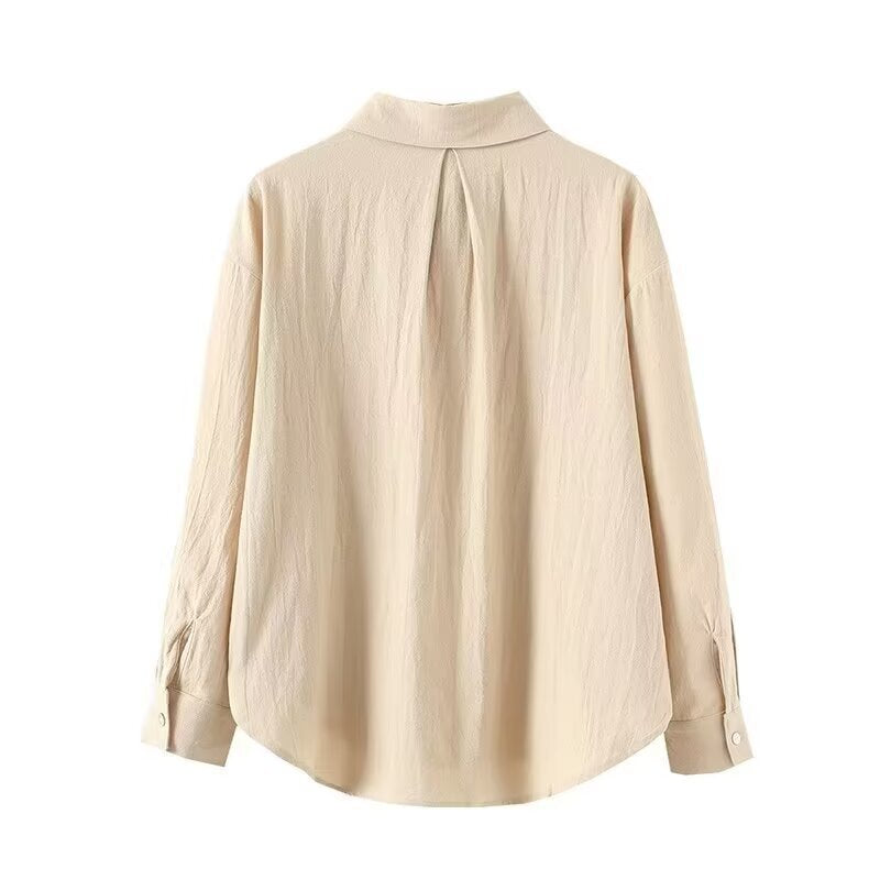 Damen Oversized Hemdbluse aus leichtem Crêpe mit abgerundetem Saum und klassischem Kragen Echo Archiv