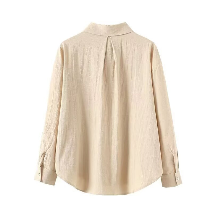 Damen Oversized Hemdbluse aus leichtem Crêpe mit abgerundetem Saum und klassischem Kragen Echo Archiv