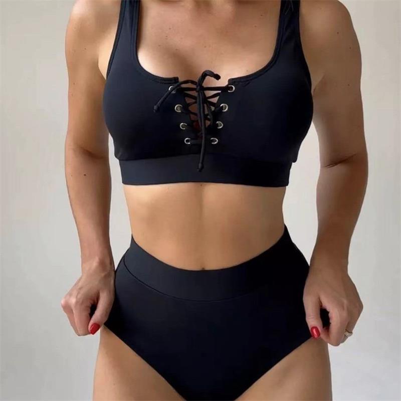 Damen Hochgeschnittener Bikini mit eleganter Schnürdetailverzierung Echo Archiv