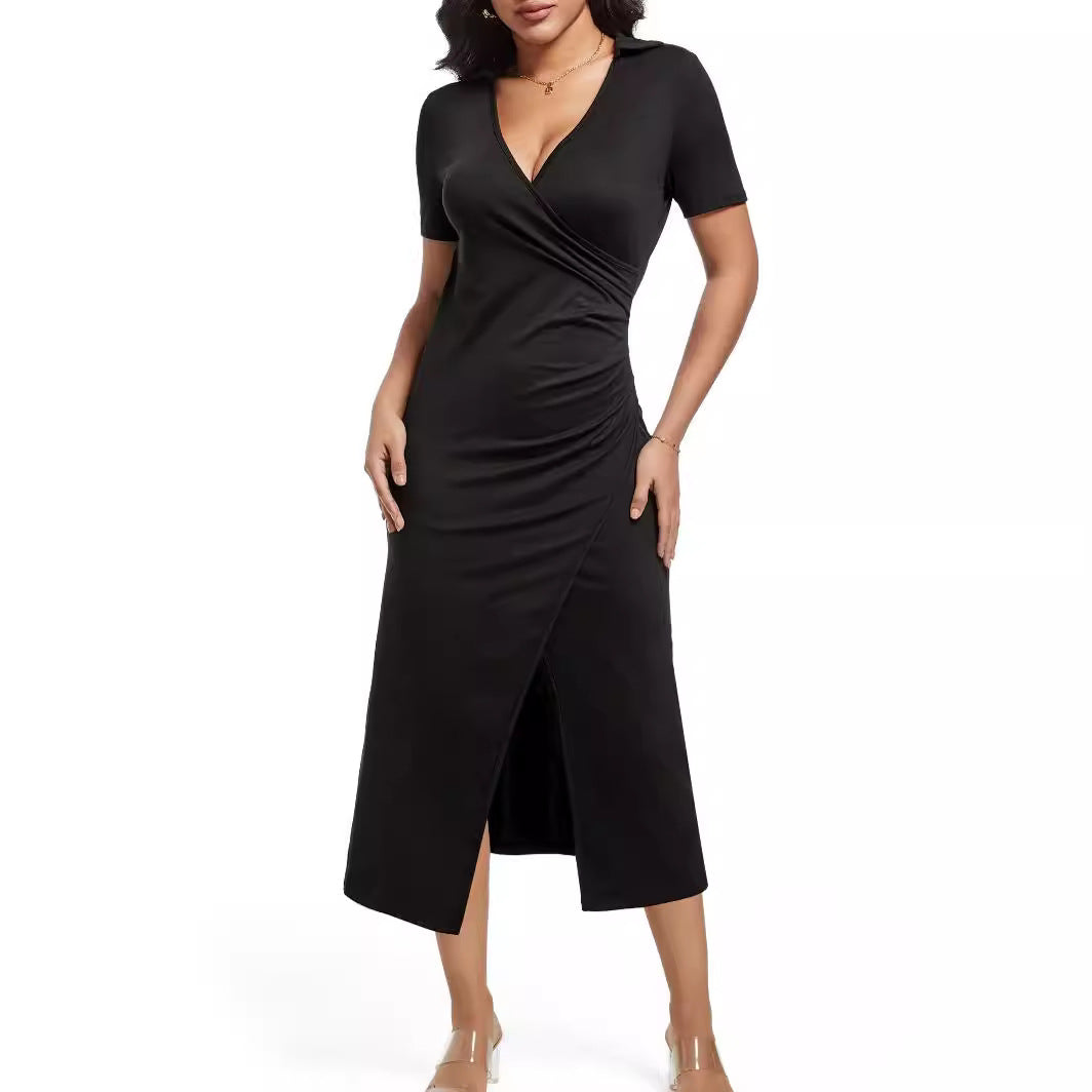 Damen Wickelkleid mit eleganter Drapierung und tiefem V-Ausschnitt Echo Archiv