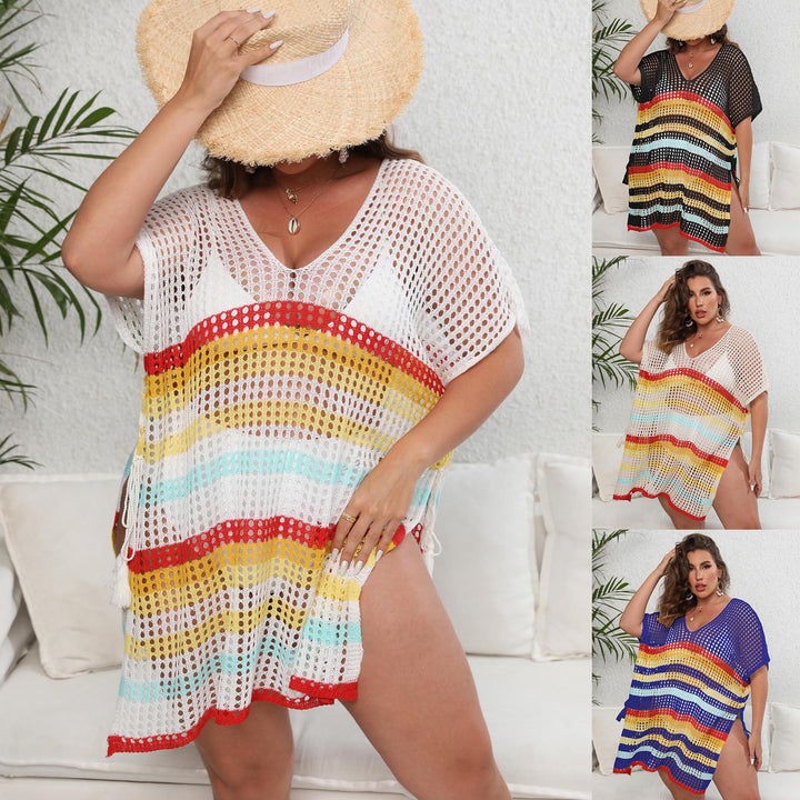 Damen luftiger Strandüberwurf mit buntem Lochdesign Echo Archiv