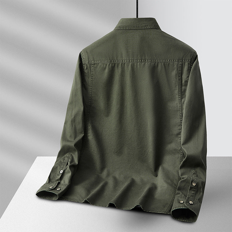Herren leichte Baumwoll-Utility-Hemdjacke mit Pattentaschen und durchgehender Knopfleiste Echo Archiv