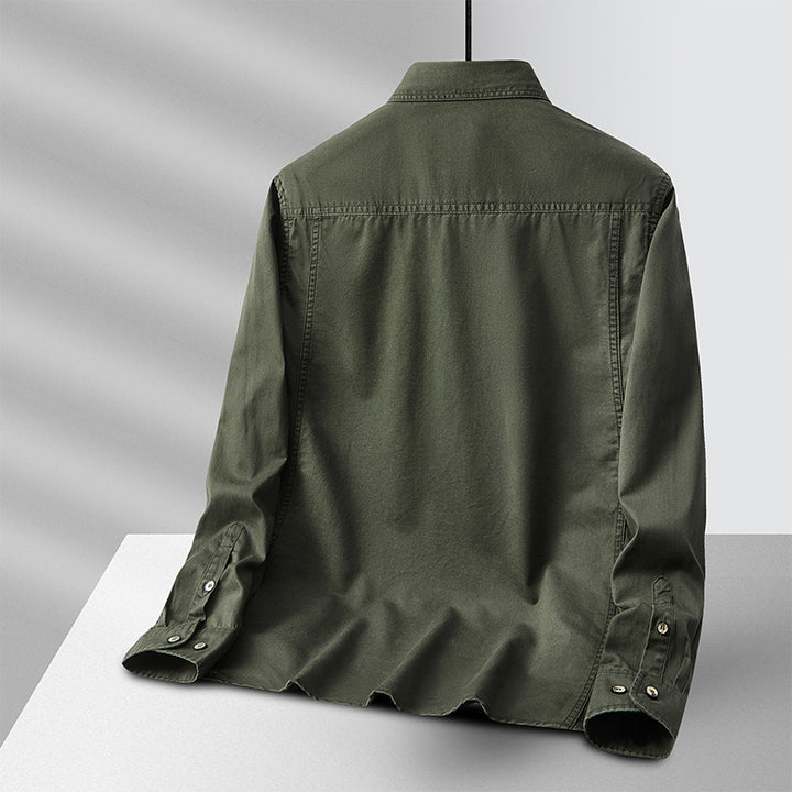 Herren leichte Baumwoll-Utility-Hemdjacke mit Pattentaschen und durchgehender Knopfleiste Echo Archiv
