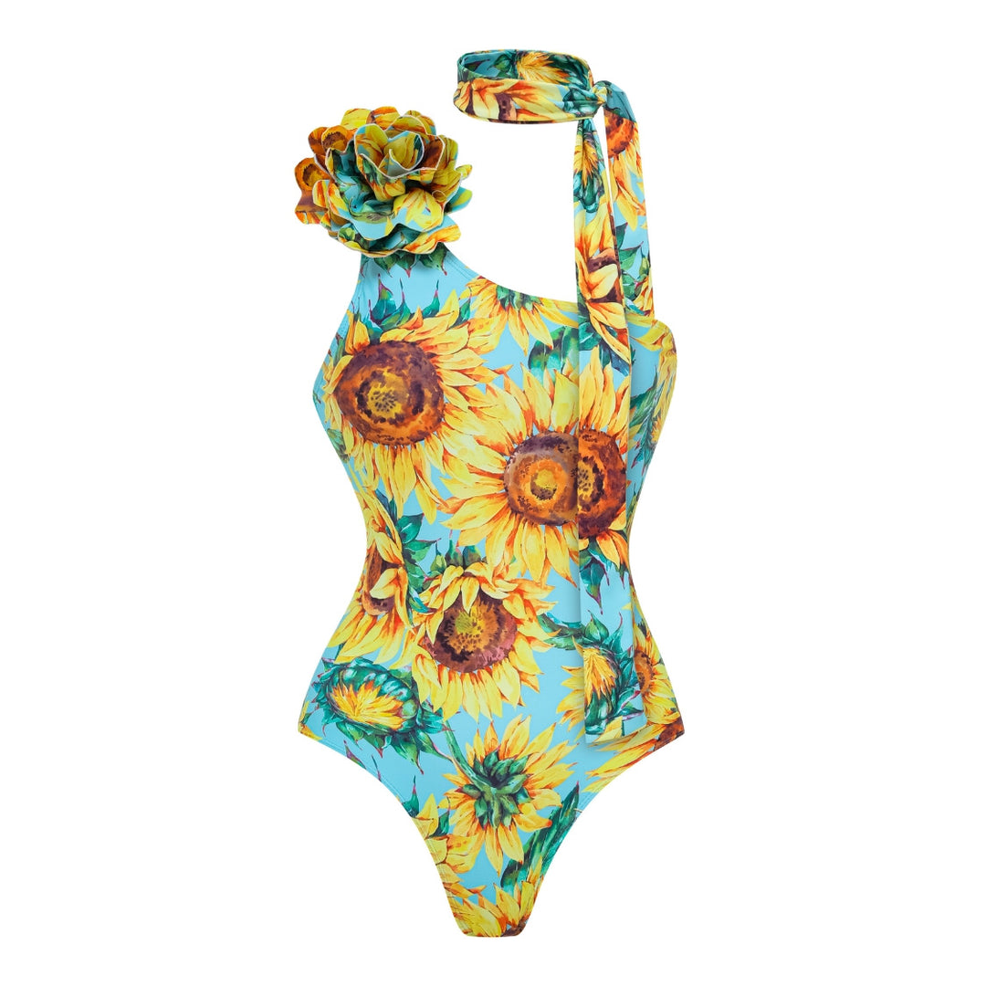 Damen Einseitiger Badeanzug mit floralen Applikationen Echo Archiv