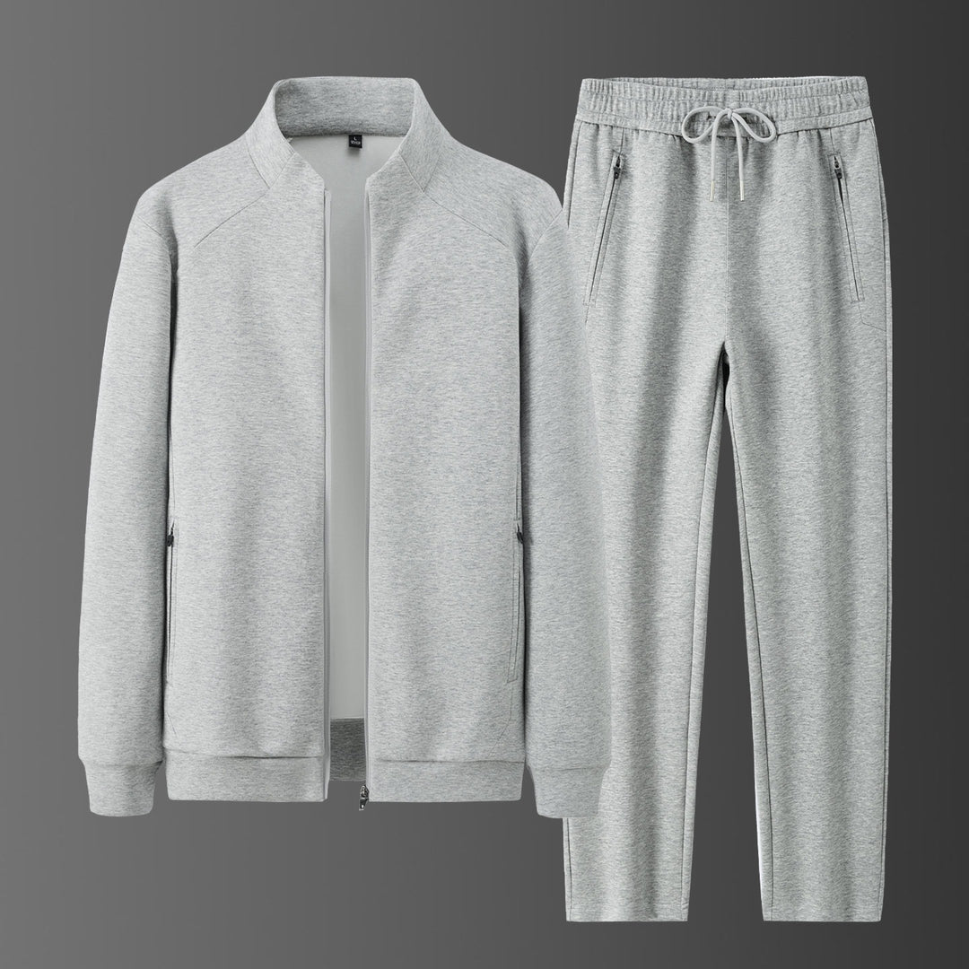 Herren Zweiteiliges minimalistisches Jogging‑Set mit Stehkragen, Zwei-Wege‑Reißverschluss & Reißverschlusstaschen Echoarchiv