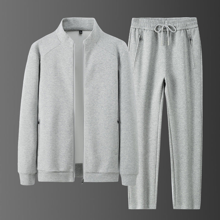Herren Zweiteiliges minimalistisches Jogging‑Set mit Stehkragen, Zwei-Wege‑Reißverschluss & Reißverschlusstaschen Echoarchiv