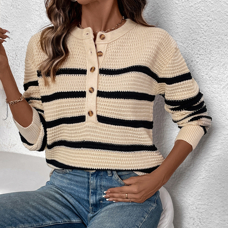 Damen Lässiger Strickpullover mit Knopfleiste Echo Archiv