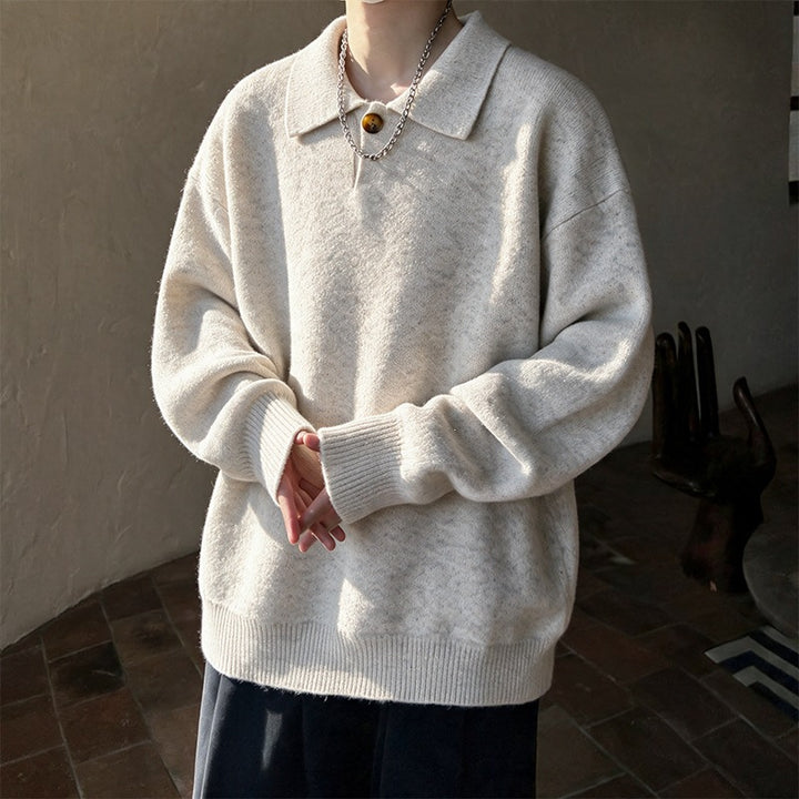 Damen Oversize-Strickpullover mit Polokragen und Ein-Knopf-Detail Echo Archiv