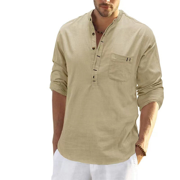 Herren Leichtes Langarmshirt mit Knopfleiste Echoarchiv