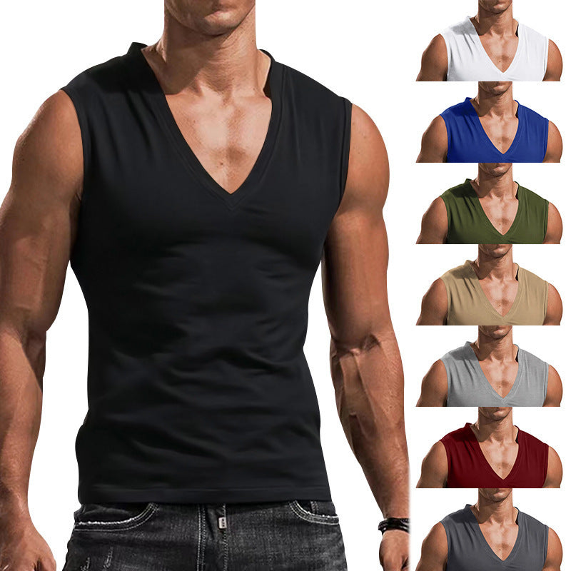 Herren nan ärmelloses Muskelshirt mit tiefem V-Ausschnitt aus dehnbarem Jersey und körpernaher Passform Echo Archiv