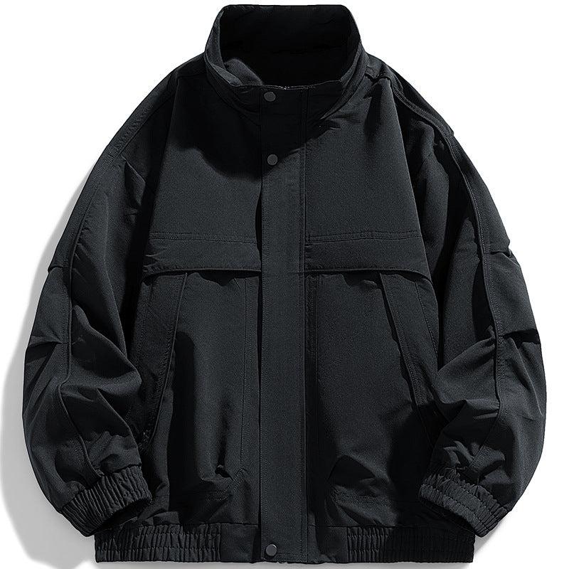 Herren oversized Utility-Jacke mit verdecktem Reißverschluss und elastischem Saum – Taviero
