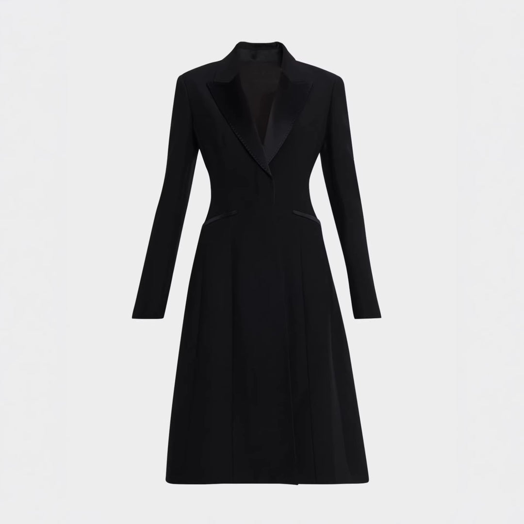Damen Taillierter Abendlicher Mantel-Blazer mit Satinrevers und schlanker Silhouette Echoarchiv