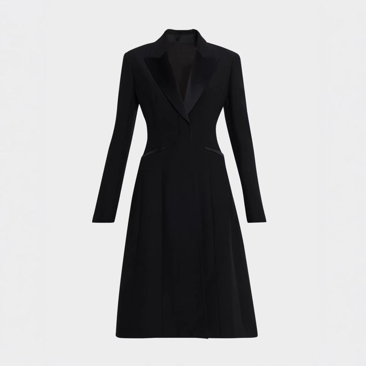 Damen Taillierter Abendlicher Mantel-Blazer mit Satinrevers und schlanker Silhouette Echoarchiv
