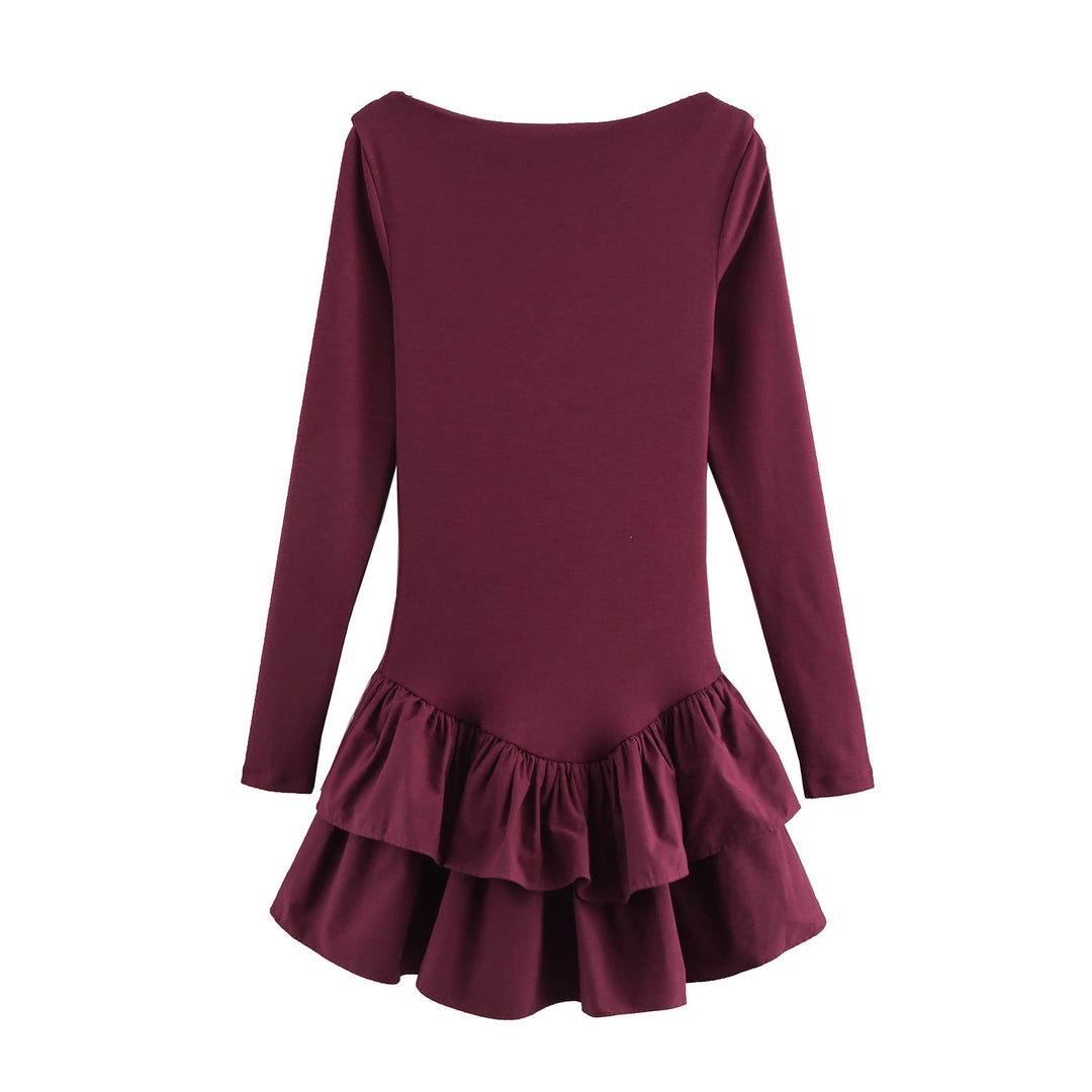Damen Figurbetontes Minikleid mit Stufenvolants und U‑Boot‑Ausschnitt Echo Archiv