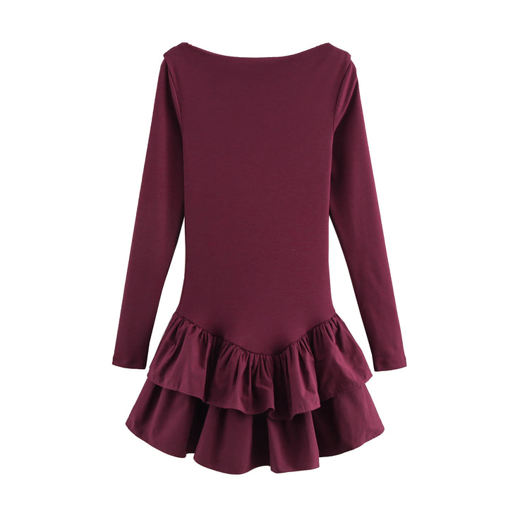 Damen Figurbetontes Minikleid mit Stufenvolants und U‑Boot‑Ausschnitt Echo Archiv