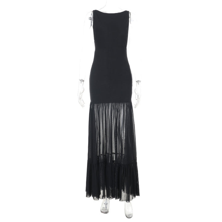 Damen Elegantes Maxikleid mit transparenten Einsätzen und Rüschendetails Echo Archiv