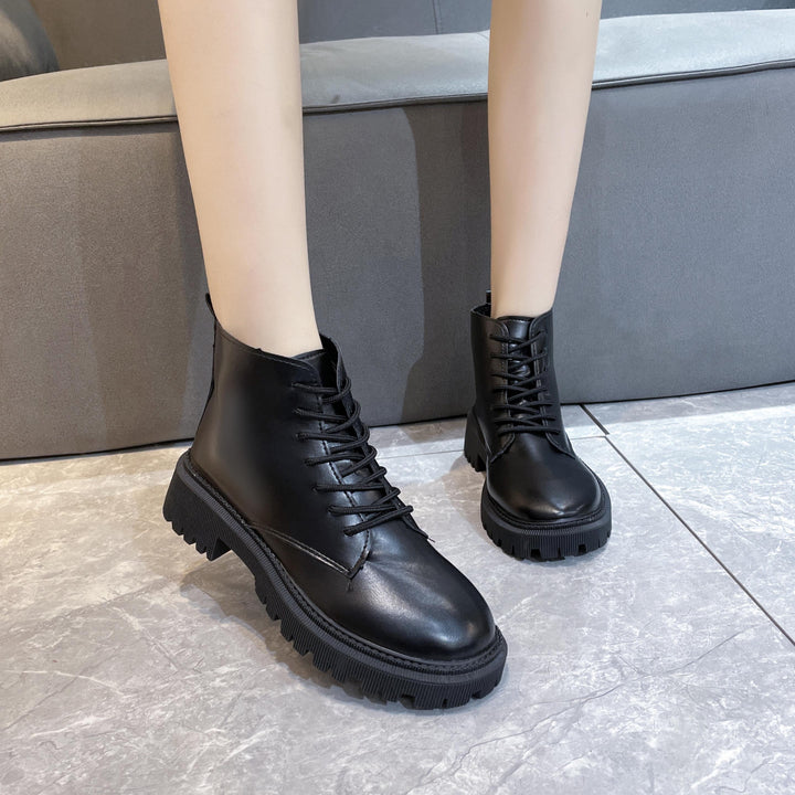 Damen Schnürbiker-Stiefelette mit profilierter Plateausohle Echoarchiv