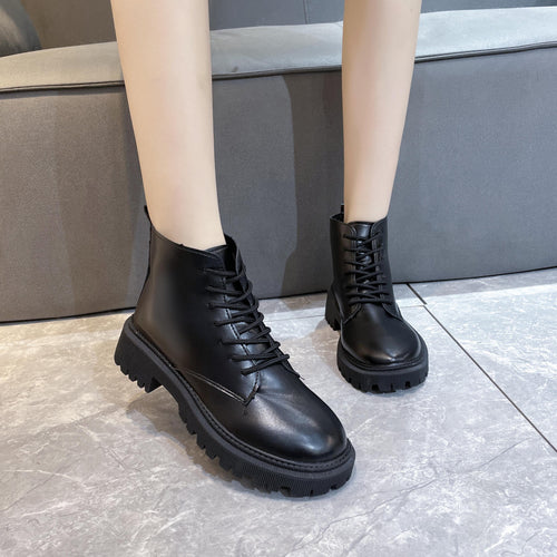 Damen Schnürbiker-Stiefelette mit profilierter Plateausohle Echoarchiv