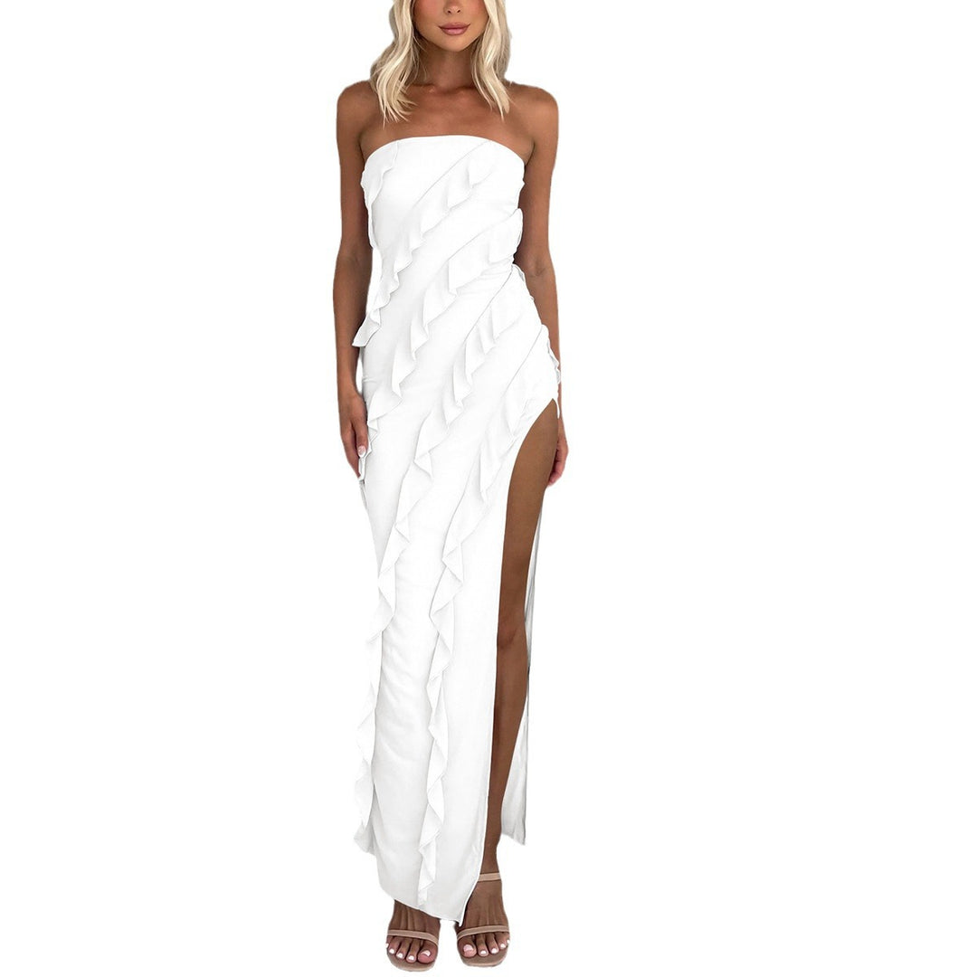 Damen Elegantes Rüschendes Wickelkleid mit seitlichem Schlitz Echo Archiv