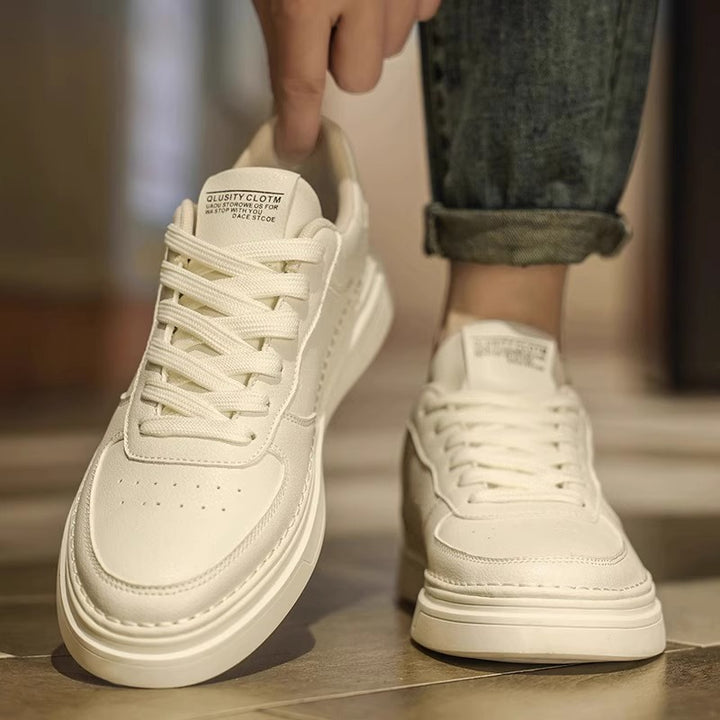 Unisex minimalistische Lederoptik Plateau-Sneaker mit gepolstertem Fersenkragen und stoßdämpfender Leichtsohle – Norré