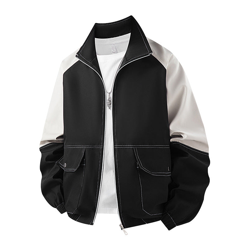 Herren Farbblock-Bomberjacke im Oversize-Utility-Stil mit kontrastreichen Nähten, Reißverschluss und Pattentaschen Echo Archiv