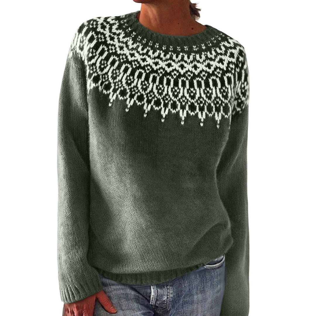 Damen nan Norwegerpullover aus Wollmix mit Rundhalsausschnitt und traditionellem Fair-Isle-Yoke Echo Archiv