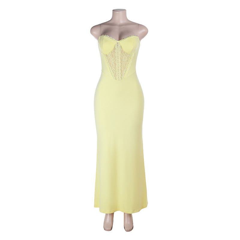 Damen elegantes Bodycon-Maxikleid mit Spitzenakzenten Echo Archiv