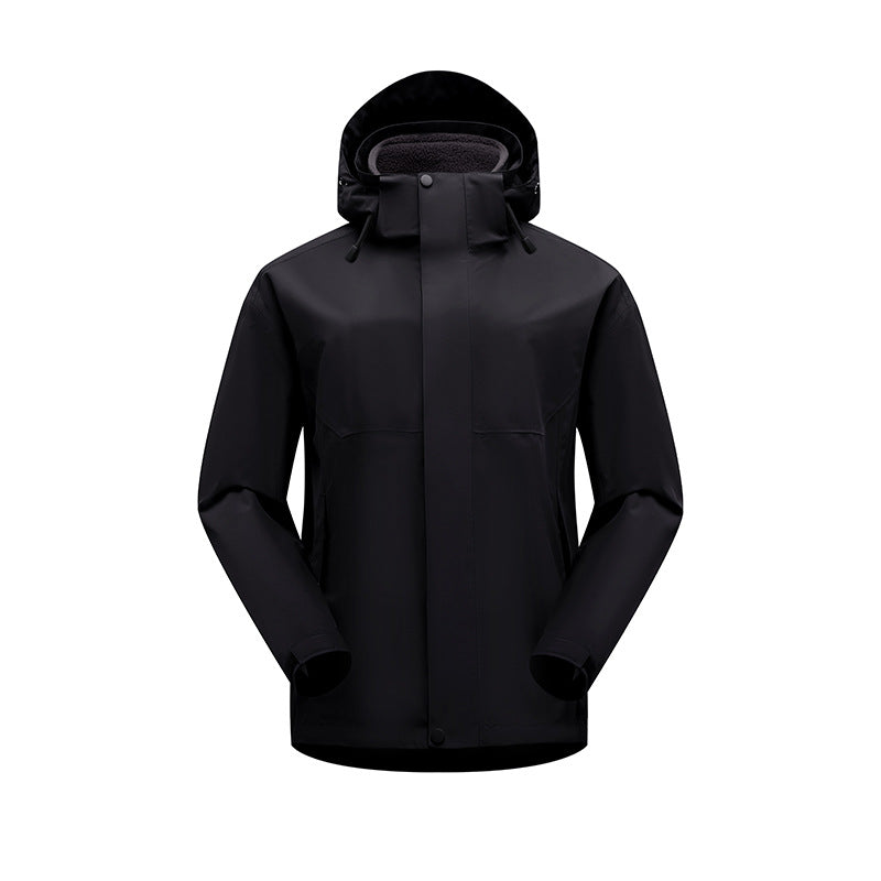 Unisex wasserdichte atmungsaktive Regenjacke mit Kapuze und Fleece-Futter – Taviero