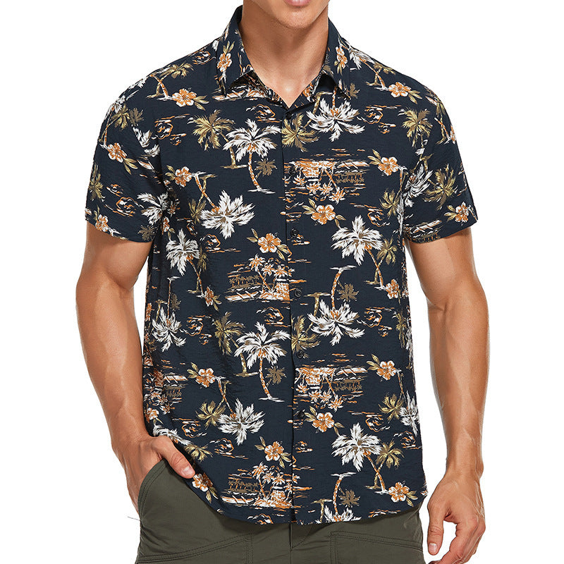 Herren Kurzarm-Hawaihemd mit floralem Muster und leichtem Stoff Echoarchiv