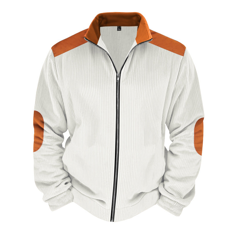 Herren Sportliche Zip-Jacke mit Rippenstruktur und Kontrastärmel Echoarchiv