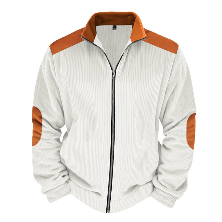 Herren Sportliche Zip-Jacke mit Rippenstruktur und Kontrastärmel Echoarchiv