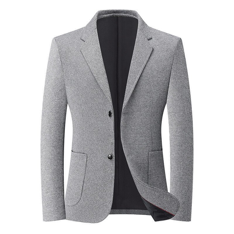 Herren Slim-Fit Blazer im feinen Struktur-Tweed mit aufgesetzten Pattentaschen – Tianoro