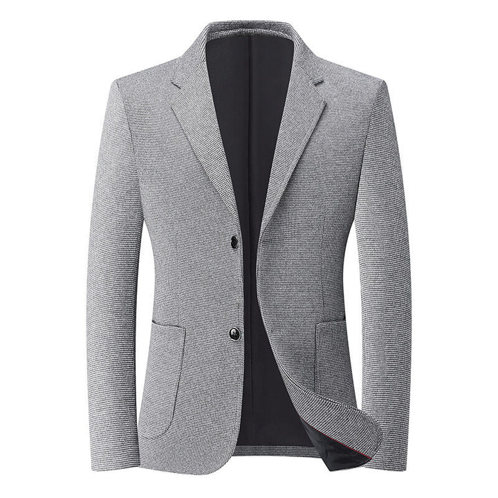 Herren Slim-Fit Blazer im feinen Struktur-Tweed mit aufgesetzten Pattentaschen – Tianoro