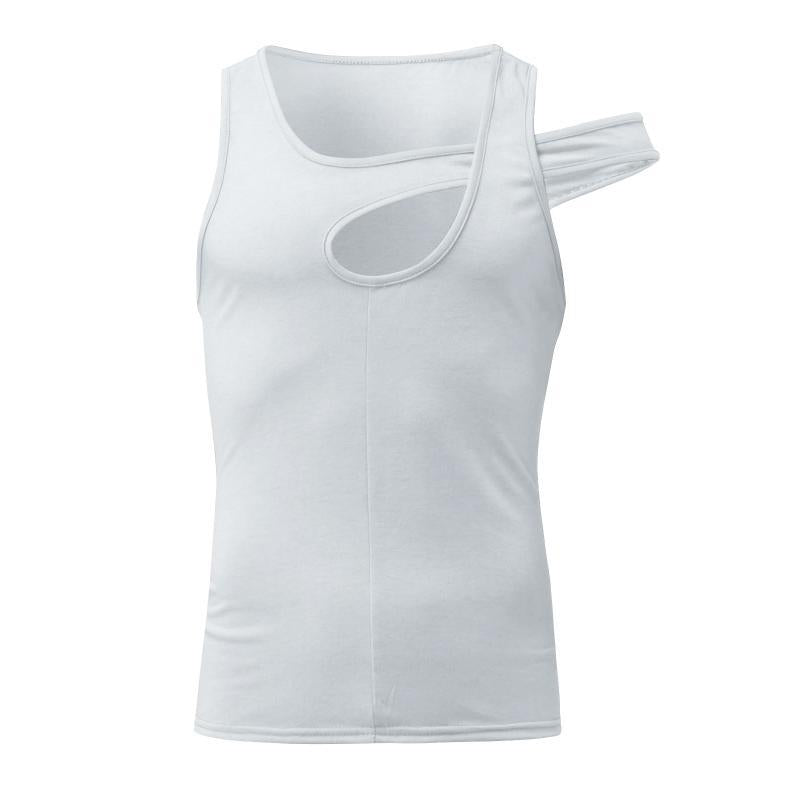 Herren nan asymmetrisches ärmelloses Tanktop mit ausgeschnittenem Einsatz aus Baumwoll-Elasthan Echo Archiv