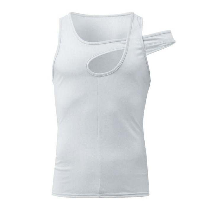Herren nan asymmetrisches ärmelloses Tanktop mit ausgeschnittenem Einsatz aus Baumwoll-Elasthan Echo Archiv