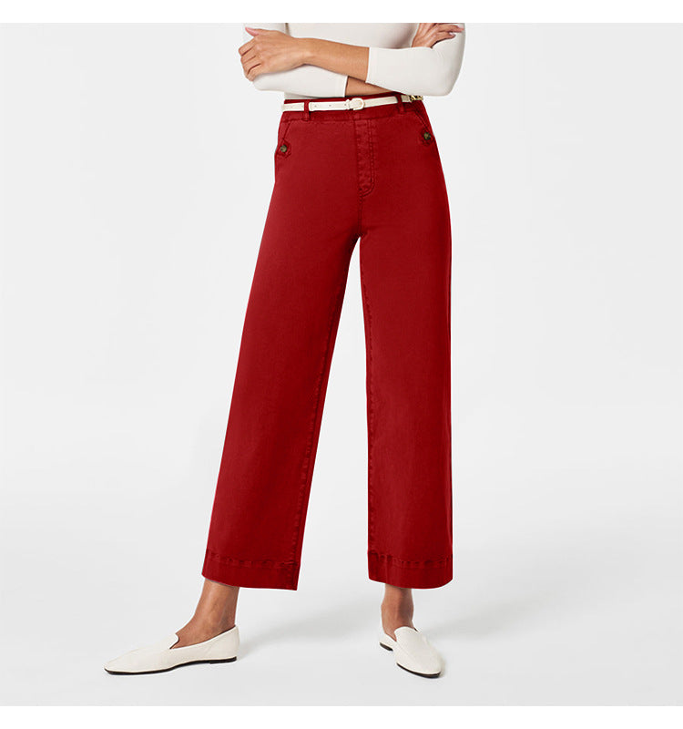 Damen Weite High-Waist Hose mit modischen Knopfdetails Echo Archiv