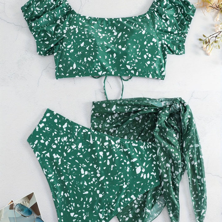 Damen Crop-Bikini Oberteil mit Rüschendetails und passendem Unterteil Echo Archiv