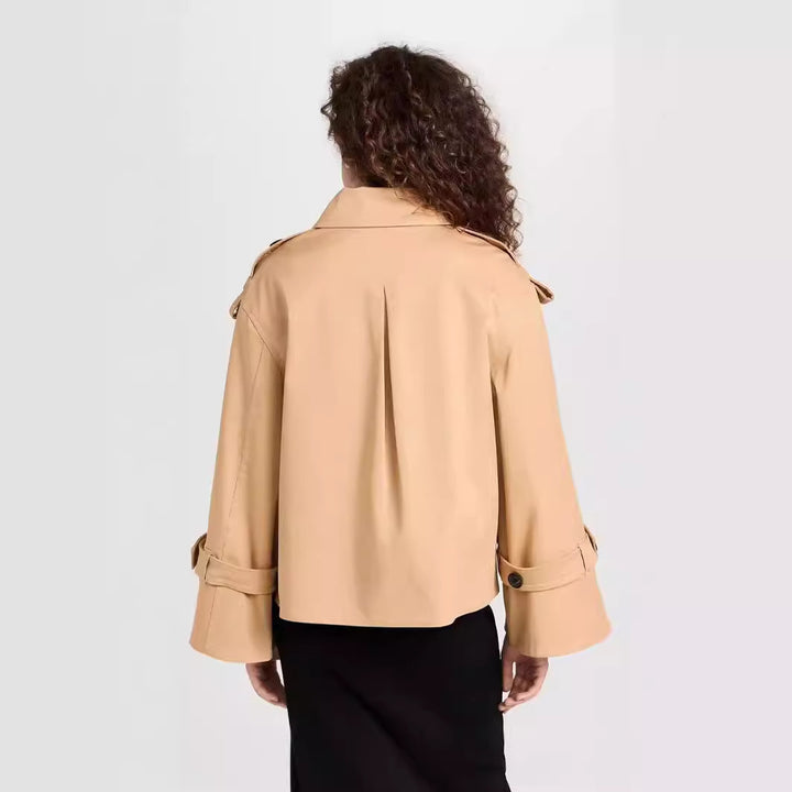 Damen Kurzer Doppelreihiger Trenchcoat im Boxy-Schnitt Echoarchiv
