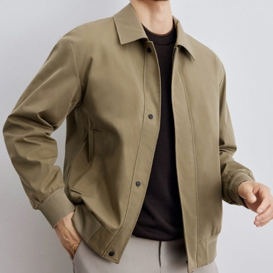 Herren klassische Harringtonjacke mit Rippsaum und verdecktem Reißverschluss Echoarchiv