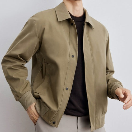 Herren klassische Harringtonjacke mit Rippsaum und verdecktem Reißverschluss Echoarchiv