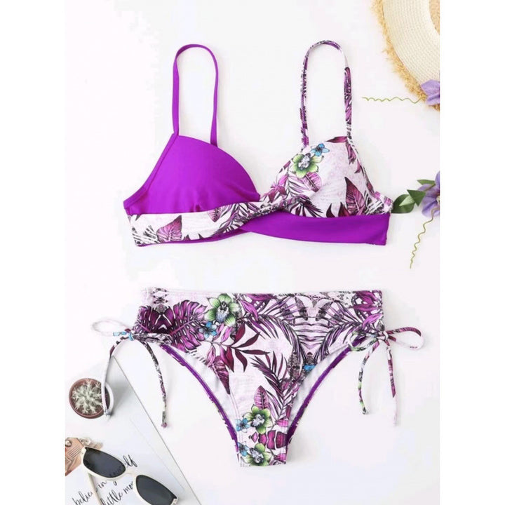 Damen Triangel-Bikini mit floralem Muster und stilvollen Bindebändern Echo Archiv